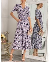 Jolie Moi - Quinna Wrap Front Floral Print Maxi Dress - Lyst