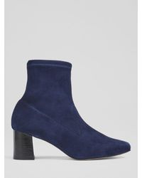 LK Bennett - Amira Square-toe Suede Heeled Ankle Boots - Lyst