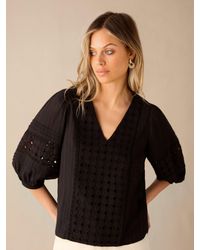 Ro&zo - Broderie V-neck Top - Lyst