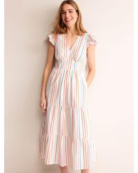 Boden - May Rainbow Stripe Cotton Midi Dress - Lyst