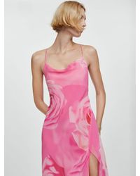 Mango - Rosa Rose Print Cowl Neck Maxi Dress - Lyst