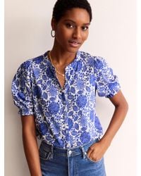 Boden - Dolly Botanical Print Puff Sleeve Jersey Top - Lyst