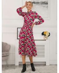 Jolie Moi - Abstract Print Midi Dress - Lyst