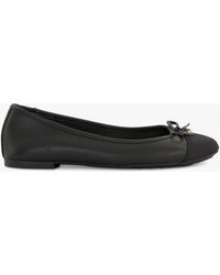 Dune - Wide Fit Hallo Leather Charm Bow Ballet Pumps - Lyst