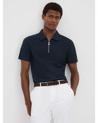 Reiss - Felix Textured Half Zip Polo Shirt - Lyst