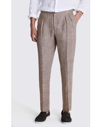 Moss - Slim Fit Check Linen Suit Trousers - Lyst
