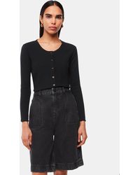 Whistles - Ribbed Jersey Button Front Top - Lyst