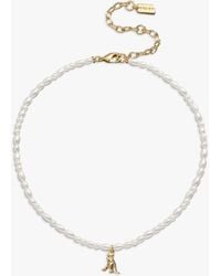 COACH - Delicate Pearl Strand Rexy Dino Charm Pendant Necklace - Lyst