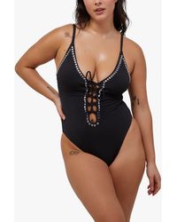 Wolf & Whistle - Gabrielle Fuller Bust Eco Studded Lace Up Swimsuit - Lyst