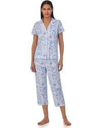 Ralph Lauren - Lauren Floral Print Short Sleeve Capri Pyjamas - Lyst