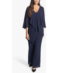 Gina Bacconi - Wilma 2-piece Suit With Asymmetric Cascade Ruffle Blouse & Wide Leg Trousers - Lyst