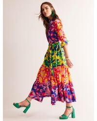 Boden - Flo Floral Print Tiered Maxi Shirt Dress - Lyst