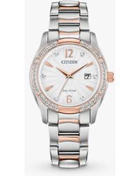 Citizen - Ew2576-51a Silhouette Crystal Eco-drive Two Tone Bracelet Strap Watch - Lyst