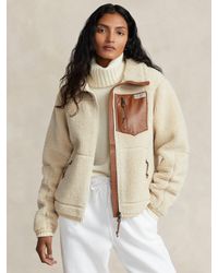 Ralph Lauren - Polo Leather Trim Fleece Jacket - Lyst