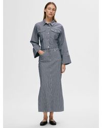SELECTED - Myra Stripe Denim Skirt - Lyst