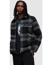 AllSaints - Phoenix Wool Blend Check Jacket - Lyst