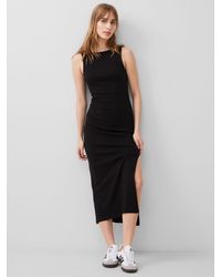 French Connection - Rassia Ribbed Cotton Blend Slash Neck Midaxi Dress - Lyst