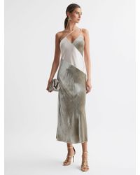 Reiss - Keeley Silk Blend Velvet Asymmetric Strap Midi Dress - Lyst
