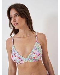 Crew - Floral Print Triangle Bikini Top - Lyst