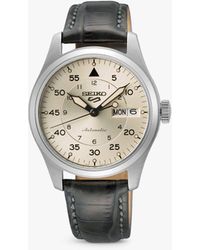 Seiko - 5 Field X Flieger Suits Day Date Automatic Leather Strap Watch - Lyst