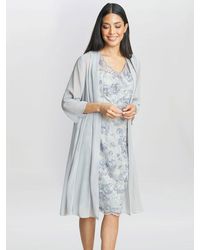 Gina Bacconi - Tracy Chiffon Jacket And Floral Embroidered Dress - Lyst
