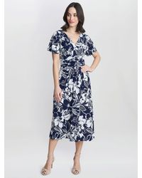 Gina Bacconi - Gemma Floral Print Midi Jersey Dress - Lyst