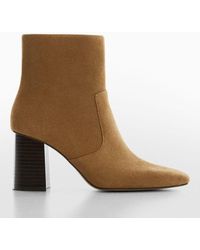 Mango - Gandy Leather Block Heel Ankle Boots - Lyst