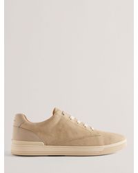 Ted Baker - Brentfd Textured Leather Low Top Trainers - Lyst