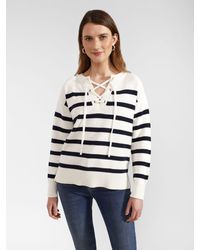 Hobbs - Danica Striped Cotton Lace-up Neck Jumper - Lyst