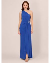 Adrianna Papell - One Shoulder Embellished Jersey Maxi Dress - Lyst