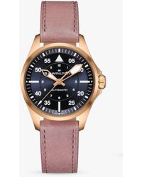 Hamilton - Khaki Pilot Automatic Leather Strap Watch - Lyst