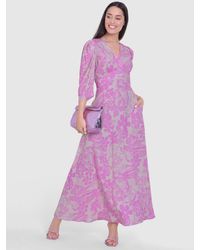 Closet - Floral Print Wrap Neck Midi Dress - Lyst