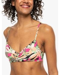 Roxy - Palm Print Wrap Bikini Top - Lyst