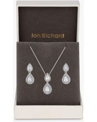 Jon Richard - Cubic Zirconia Pear Shaped Double Drop Necklace And Earrings Jewellery Set - Lyst