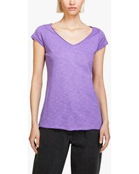 Sisley - V-neck Cotton Blend T-shirt - Lyst