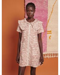 Ghospell - Zoya Zebra Print Oversized Collar Mini Dress - Lyst