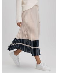 Reiss - Marie Pleated Colour Block Midi Skirt - Lyst
