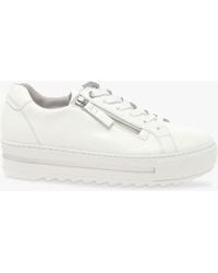 Gabor - Heather Wide Fit Leather Flatform Trainers - Lyst