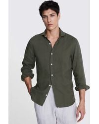 Moss - Tailored Fit Linen Long Sleeve Shirt - Lyst