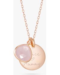 Merci Maman - Personalised Rose Chalcedony Gemstone Necklace - Lyst