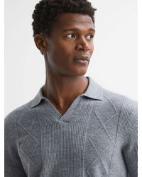 Reiss - Malik Long Sleeve Knitted Polo Shirt - Lyst