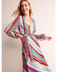 Boden - Multicolour Stripe Pleated Midi Dress - Lyst