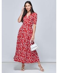Jolie Moi - Coleen Leaf Print Jersey Maxi Dress - Lyst