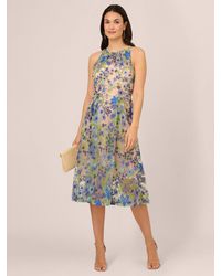 Adrianna Papell - Embroidered Fit And Flare Dress - Lyst