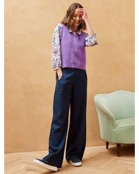 Brora - Linen Button Front Trousers - Lyst