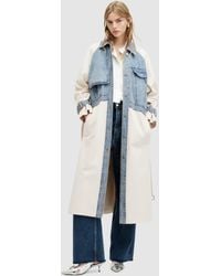 AllSaints - Dayly Bi-material Trench Coat - Lyst