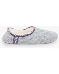 White Stuff Cable Knit Closed Back Slippers - Grey