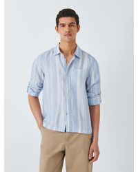 John Lewis - Linen Stripe Long Sleeve Beach Shirt - Lyst