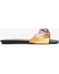 Kurt Geiger - Kensington Leather Flat Slider Sandals - Lyst