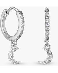 Simply Silver - Cubic Zirconia Mini Crescent Hoop Earrings - Lyst